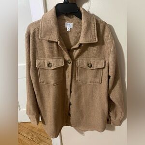 Time and Tru Tan Herringbone Utility Jacket